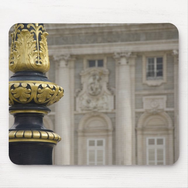 Spain, Madrid. Royal Palace, ornate gilded lamp Mouse Mat (Front)