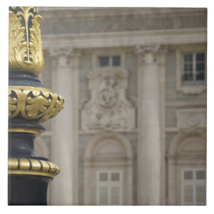 Spain, Madrid. Royal Palace, ornate gilded lamp Tile