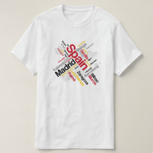 Spain Map and Cities T-Shirt