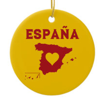 Spain Map Ornament España Yellow Red