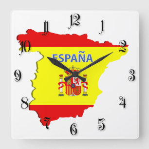Spain map square wall clock