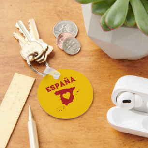 Spain Map Yellow and Red Key Ring