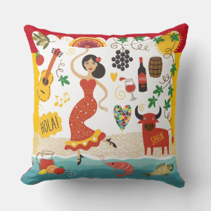 SPAIN Monogram - SEE BACK! Throw Pillow