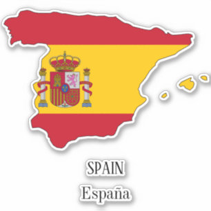Spain National Flag Map Sticker