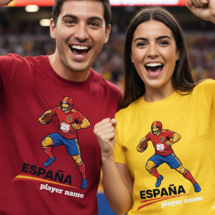 Spain National Gridiron Football Dynamic Action T-Shirt