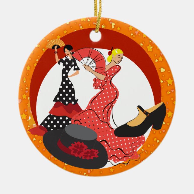 Spain - New Dancers  Ceramic Tree Decoration (Front)