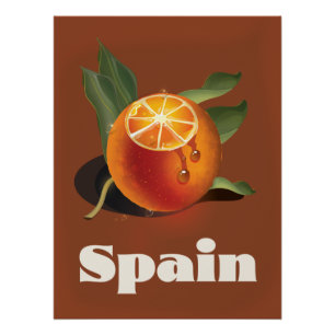 Spain orange travel poster