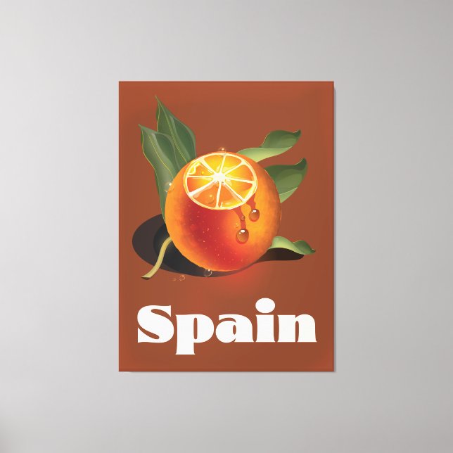Spain orange travel poster canvas print (Front)
