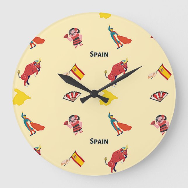 Spain pattern on cream large clock (Front)