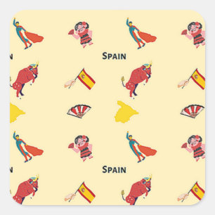 Spain pattern on cream square sticker
