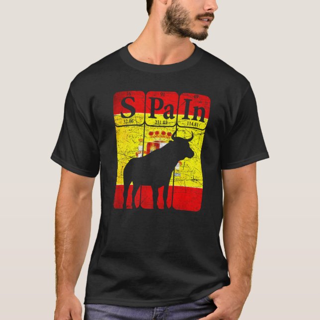 Spain Periodic Table Elements Spanish Bull Toro Sp T-Shirt (Front)