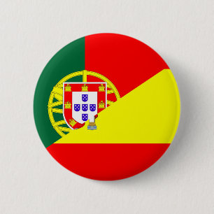 spain portugal neighbour countries half flag 6 cm round badge