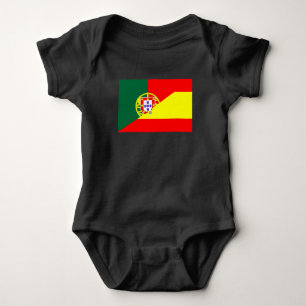 spain portugal neighbour countries half flag baby bodysuit