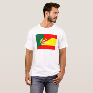spain portugal neighbour countries half flag symbo T-Shirt