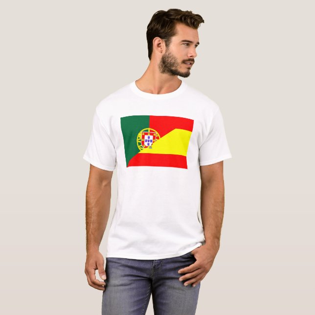 spain portugal neighbour countries half flag symbo T-Shirt (Front Full)