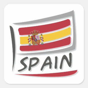 Spain Pride X Flag  Square Sticker