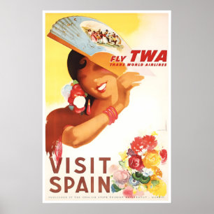 Spain Print Spanish Art TWA Travel Poster