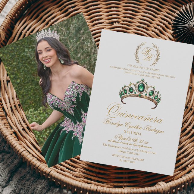 Spain Quinceanera Gold Tiara 15th Birthday Invitation (Creator Uploaded)