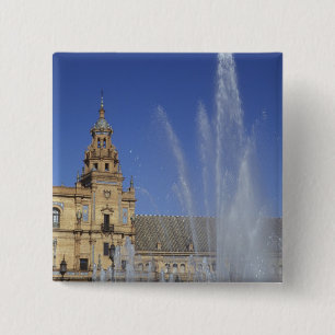 Spain, Sevilla, Andalucia Fountain and ornate 15 Cm Square Badge