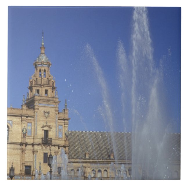 Spain, Sevilla, Andalucia Fountain and ornate Tile (Front)