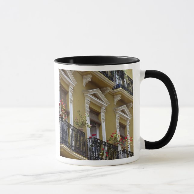 Spain, Sevilla, Andalucia Geraniums hang over Mug (Right)