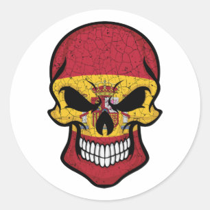 Spain Smiling Skull Flag Classic Round Sticker