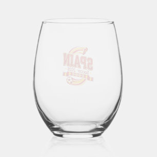 Spain Soccer 2026 Soccer Bold Country Typography F Stemless Wine Glass