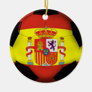 Spain Soccer Ball Ceramic Tree Decoration