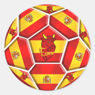 Spain soccer ball La Furia Roja Toro flags Classic Round Sticker