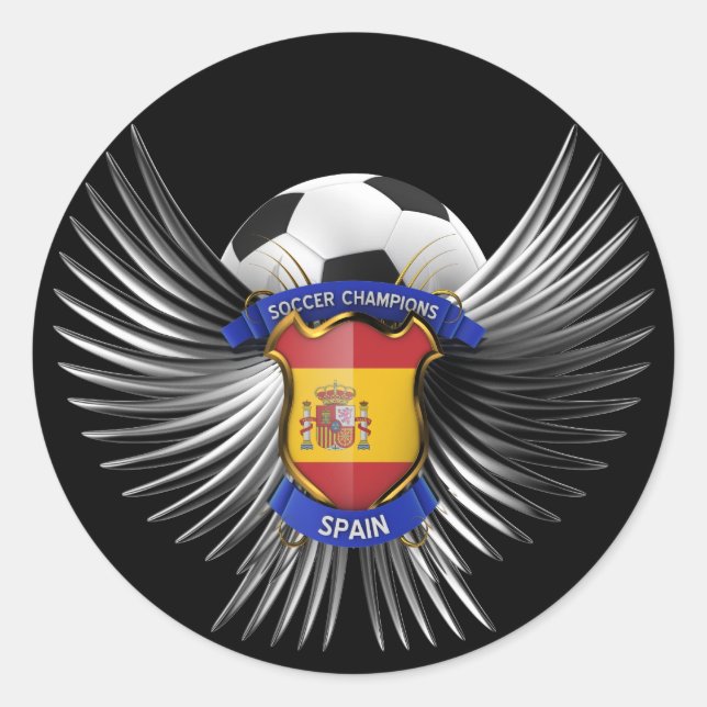 Spain Soccer Champions Classic Round Sticker (Front)