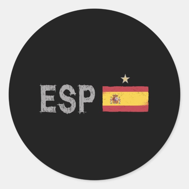 Spain Soccer Football Fan Shirt Spanish Flag Classic Round Sticker (Front)