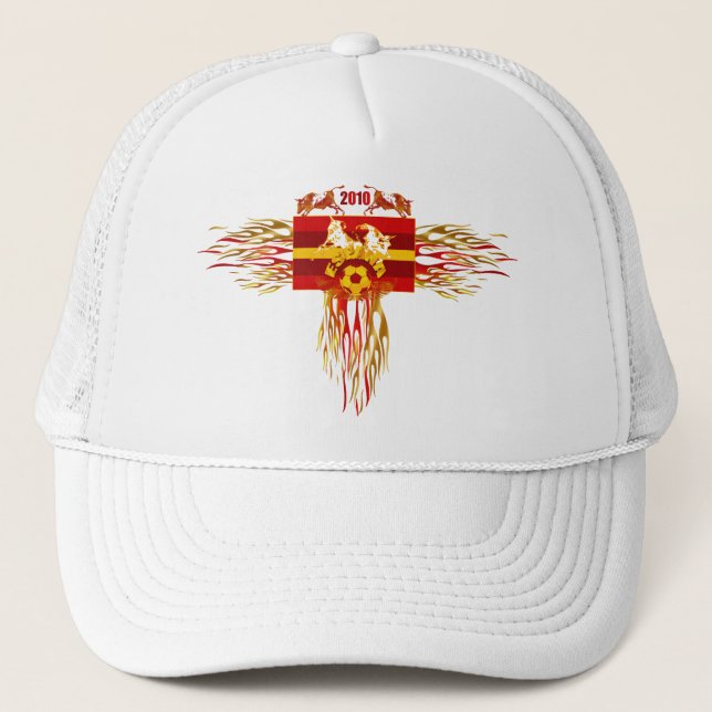 Spain soccer futbol fire logo tees and gifts trucker hat (Front)