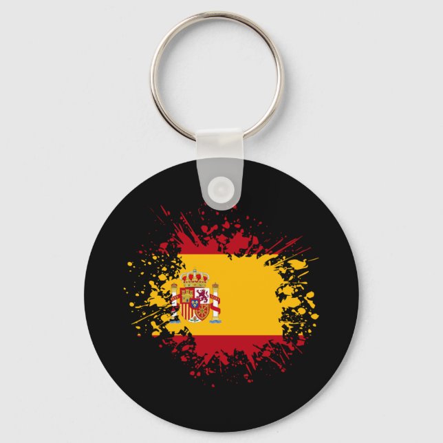 Spain Souvenir Landmark, Espana Flag Travel Key Ring (Front)