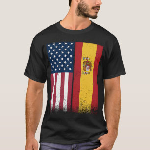 Spain Spanish American Flags Proud USA Spain T-Shirt