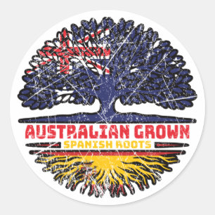 Spain Spanish Australian Australia Tree Roots Flag Classic Round Sticker