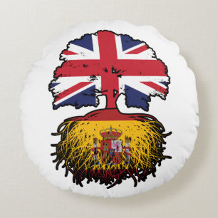 Spain Spanish British UK United Kingdom Britain Round Cushion