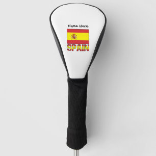 Spain Spanish Flag Black Personalisation Golf Head Cover