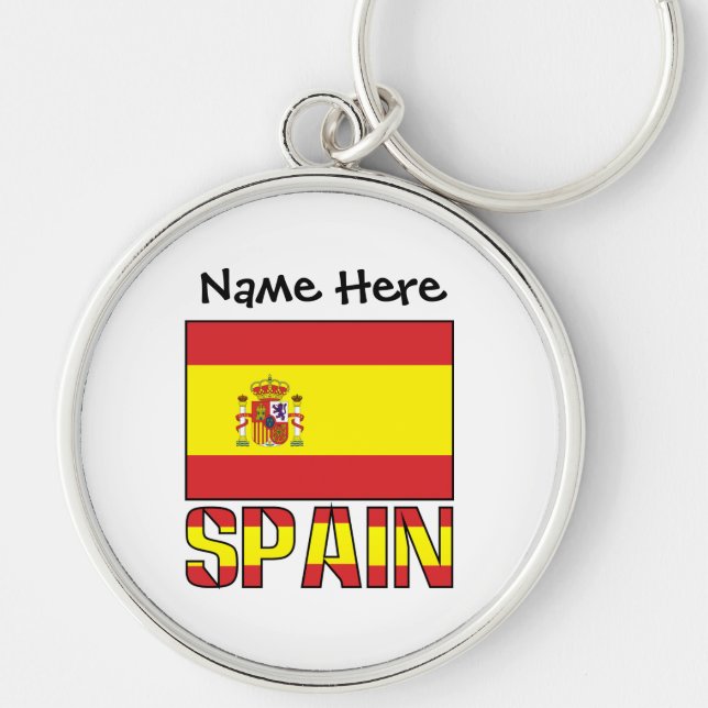 Spain Spanish Flag Black Personalisation  Key Ring (Front)