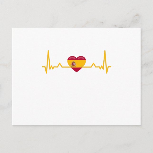 Spain Spanish Flag Heartbeat España Heart Gift Postcard (Front)