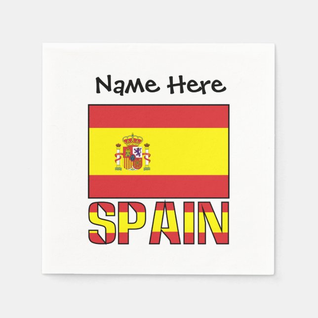 Spain Spanish Flag Personalised Name  Napkin (Front)