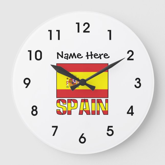 Spain Spanish Flag Personalized  Large Clock (Front)