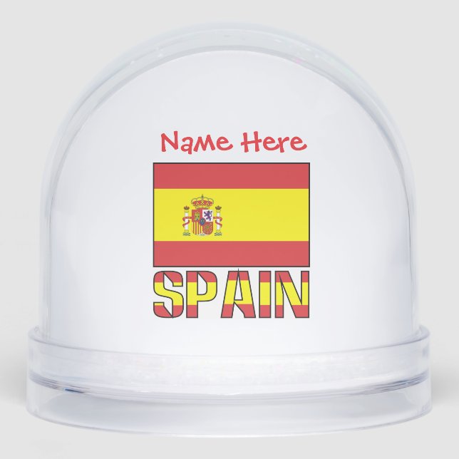 Spain Spanish Flag Red Personalised  Snowglobe (Front)