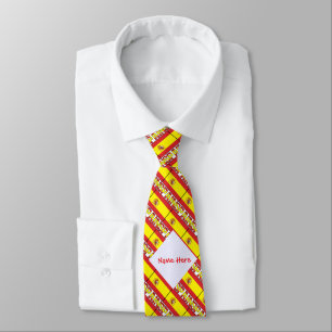 Spain Spanish Flag Tiled Red Personalised  Tie