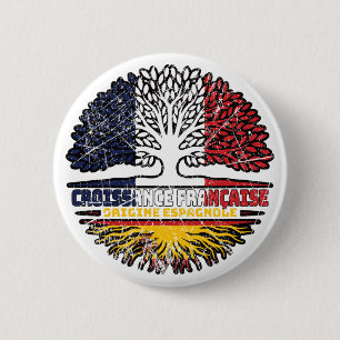 Spain Spanish French France Tree Roots Flag 6 Cm Round Badge