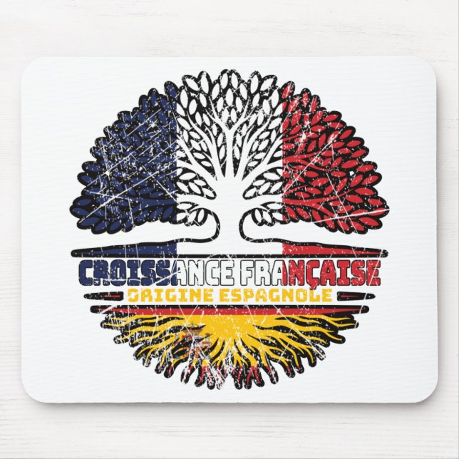Spain Spanish French France Tree Roots Flag Mouse Mat (Front)