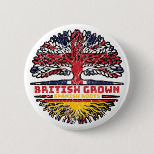 Spain Spanish Uk United Kingdom British Tree Roots 6 Cm Round Badge