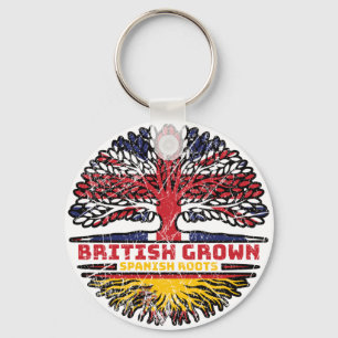 Spain Spanish Uk United Kingdom British Tree Roots Key Ring