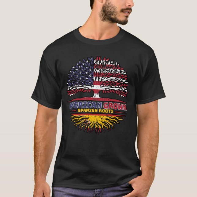 Spain Spanish US American USA United States Tree T-Shirt (Front)