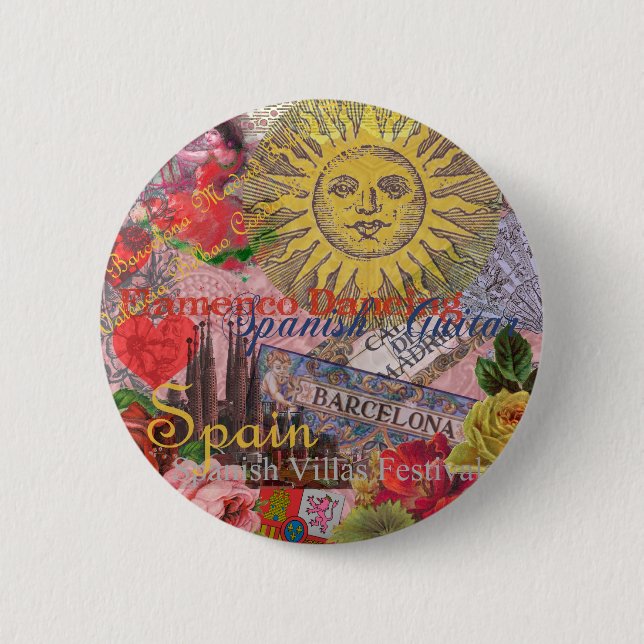 Spain Sunshine Spanish Travel Art 6 Cm Round Badge (Front)