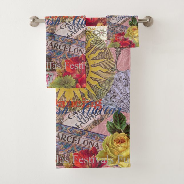 Spain Sunshine Spanish Travel Art Bath Towel Set (Insitu)